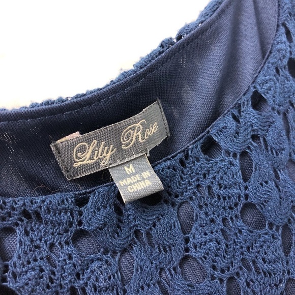 Lily Rose Crocheted Navy Blue Short Dress size M - Picture 6 of 7